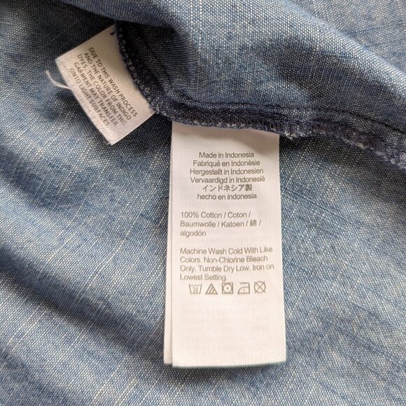 J. Crew Factory Women's Chambray V-Neck Puff Sleeves Top Blue Boho Shirt - Picture 9 of 9